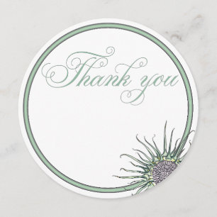 Thistle Flower Round Wedding Thank You Card