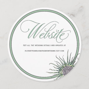 Thistle Flower Round Wedding Website Card