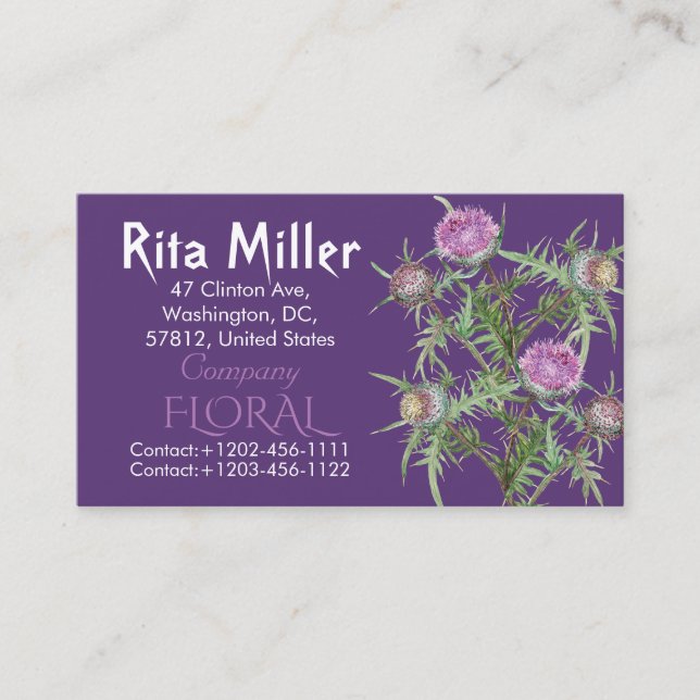 Thistle flowers business card (Front)