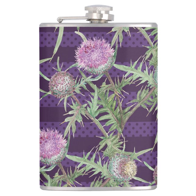 Thistle flowers hip flask (Front)