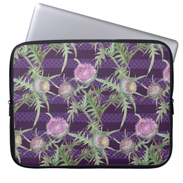 Thistle flowers laptop sleeve (Front)