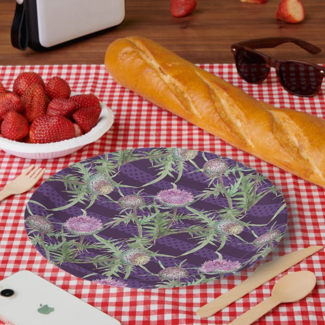 Thistle flowers paper plate (Picnic)