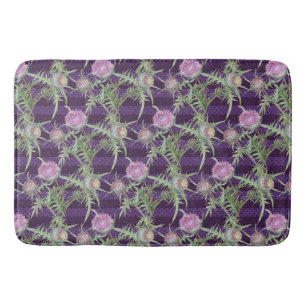 Thistle flowers violet bath mat