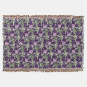Thistle flowers violet throw blanket