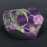 Thistle flowers violet tie<br><div class="desc">Watercolor on paper.Artist by Zolotareva.Prickly thistle. Leaves are prickly,  gear,  flowers in prickly baskets,  have brightly violet colour. Thistle symbol of Scotland. Thistle flowers a watercolor on a computer graphic violet background.</div>