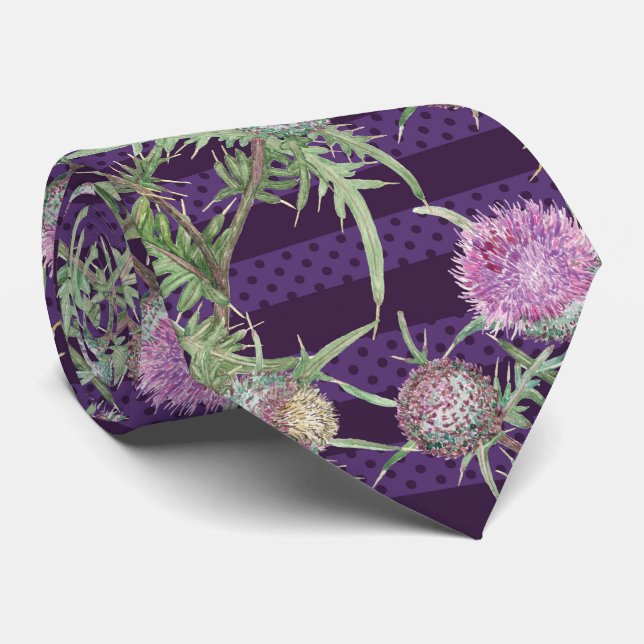 Thistle flowers violet tie (Rolled)