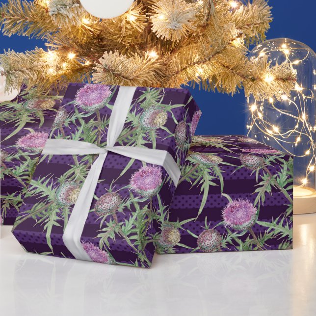 Thistle flowers violet wrapping paper (Holidays)