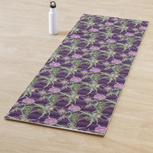 Thistle flowers violet yoga mat