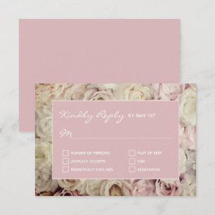 Thistle French Pink RSVP Cards Rose Background
