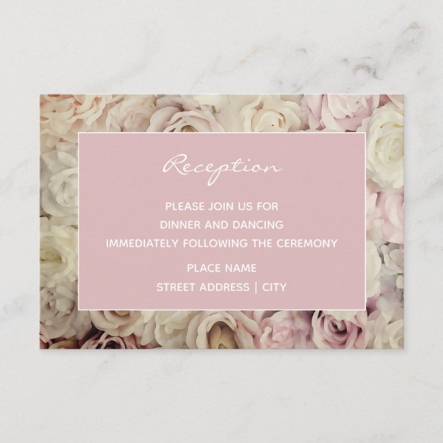 Thistle French Pink Vintage Wedding Reception Card (Front)