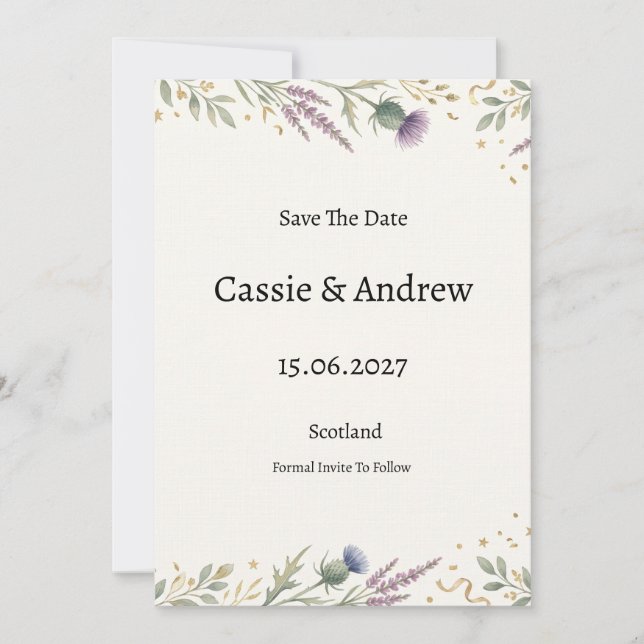 Thistle Greenery Wedding Save The Date (Front)