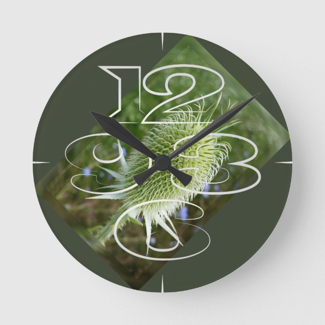 Thistle in the summer sun round clock (Front)
