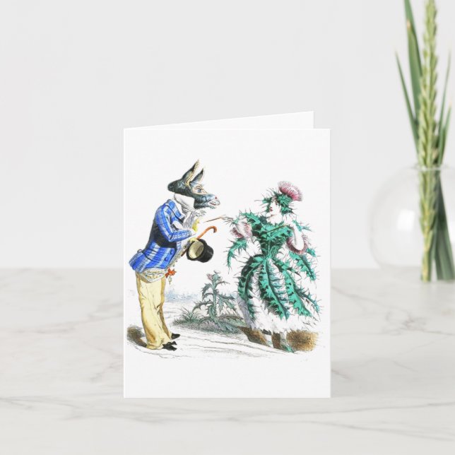 Thistle Lady & Donkey Man Card (Front)