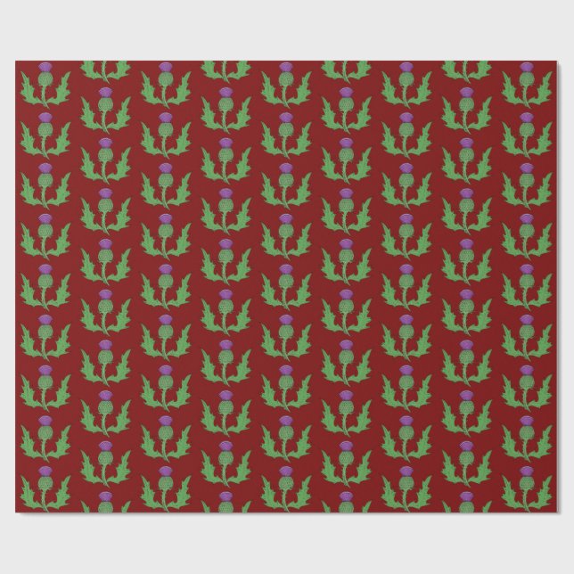 Thistle (on Red) Wrapping Paper (Flat)