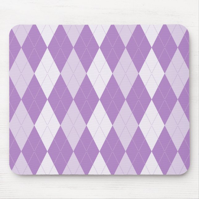 Thistle Purple Argyle Pale Violet Small Diamond Mouse Mat (Front)