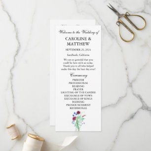 Thistle Purple Floral Elegant Modern Wedding Programme