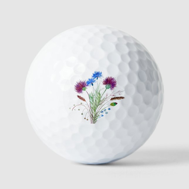Thistle Purple Flower Scottish Scotland Watercolor Golf Balls (Front)