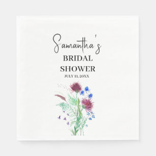 Thistle Purple Flowers Scottish Boho Bridal Shower Napkin