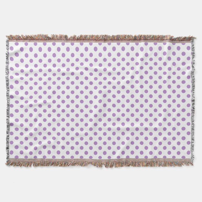 Thistle Purple Polka Dots Circles Throw Blanket (Front)