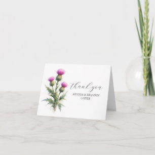 Thistle Purple Scottish Floral Wedding Thank you Card