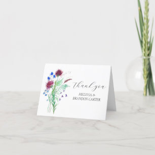 Thistle Purple Scottish Floral Wedding Thank you  Card