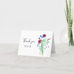 Thistle Purple Scottish Floral Wedding Thank you Card