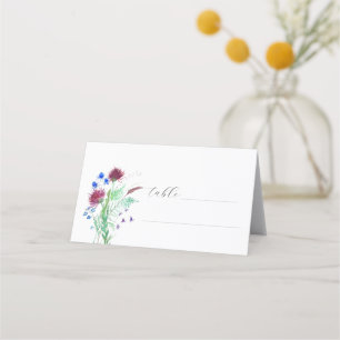 Thistle Purple Watercolor Floral Rustic Wedding Place Card