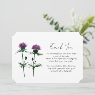 Thistle Sympathy Floral Funeral Thank you Invitation
