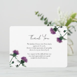 Thistle Sympathy Floral Funeral Thank you Invitation