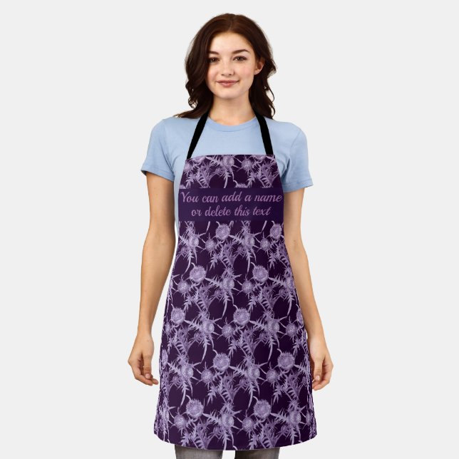 THISTLE violet flower pattern Apron (Worn)
