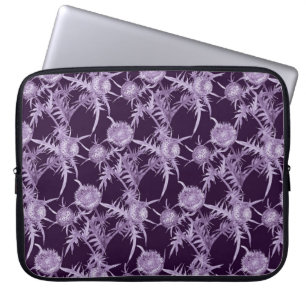 THISTLE violet flower pattern Laptop Sleeve