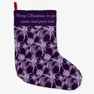 THISTLE violet flower pattern Large Christmas Stocking