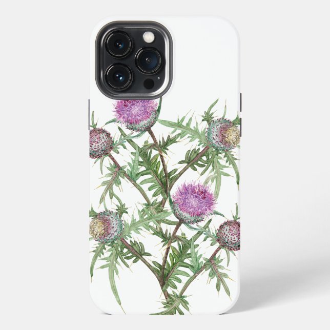 Thistle violet flowers iPhone case (Back)