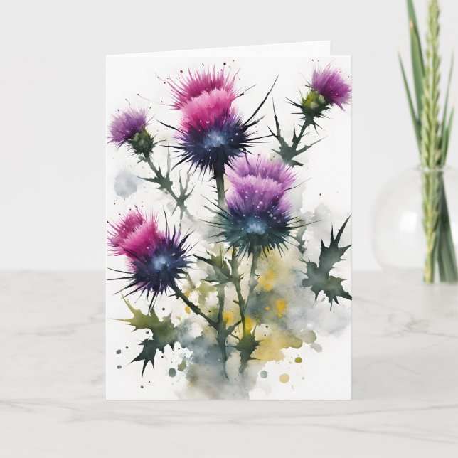 Thistle - Watercolor flowers Card (Front)