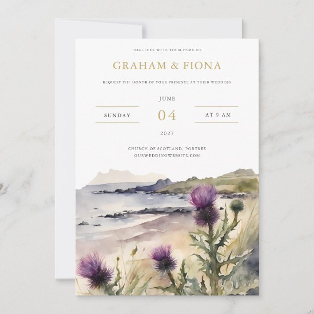 Thistle Watercolor Invitation (Front)