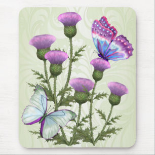 Thistles and Butterflies Mouse Mat