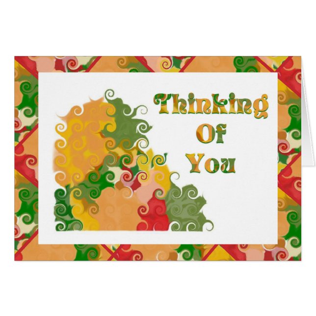 Thnking Of You Fall Colour Swirls Card (Front Horizontal)