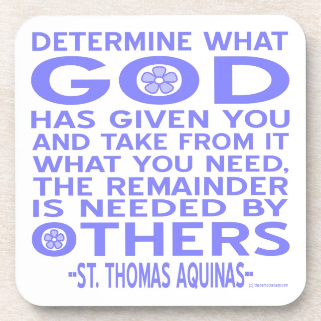 Thomas Aquinas God Given Light Blue Coaster (Front)