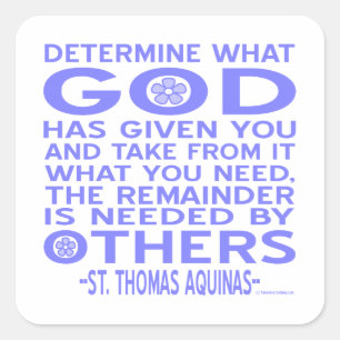 Thomas Aquinas God Given Light Blue Square Sticker