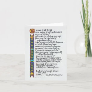 Thomas Aquinas Student's Prayer Calligraphy Celtic Card