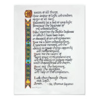 Thomas Aquinas Student's Prayer Calligraphy