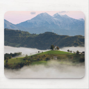 Thomas church and mountains, Slovenia mousepad