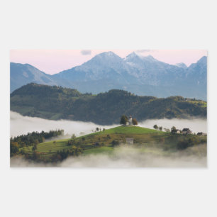 Thomas church and mountains, Slovenia rectangle Rectangular Sticker