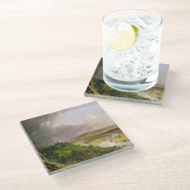 Thomas Cole The Oxbow The Connecticut River  Glass Coaster (Angled)