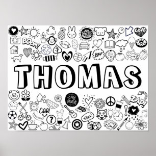 'THOMAS' Colour-it-Yourself Outline Design Poster