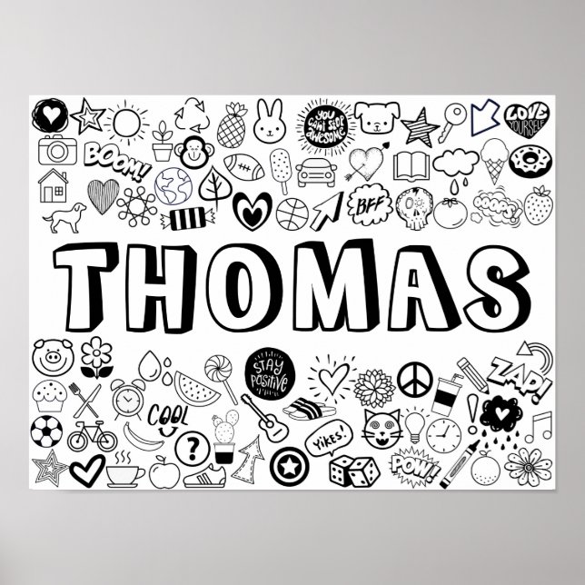 'THOMAS' Colour-it-Yourself Outline Design Poster (Front)
