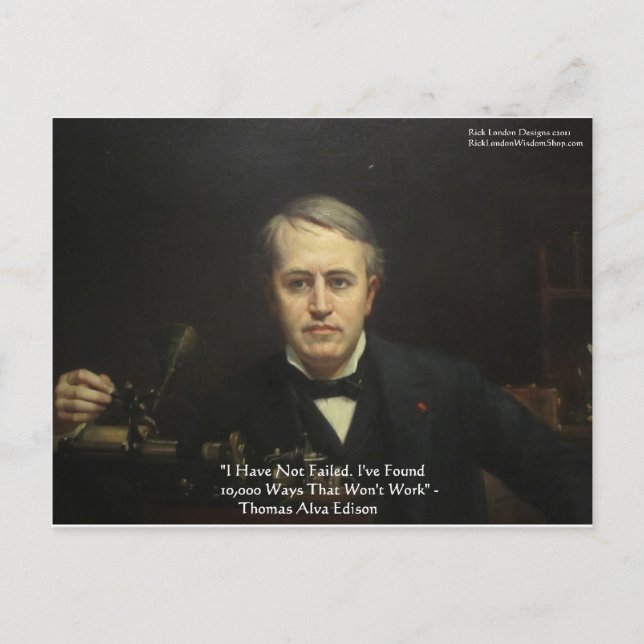 Thomas Edison "10,000 Ways" Wisdom Quote Gifts Postcard (Front)
