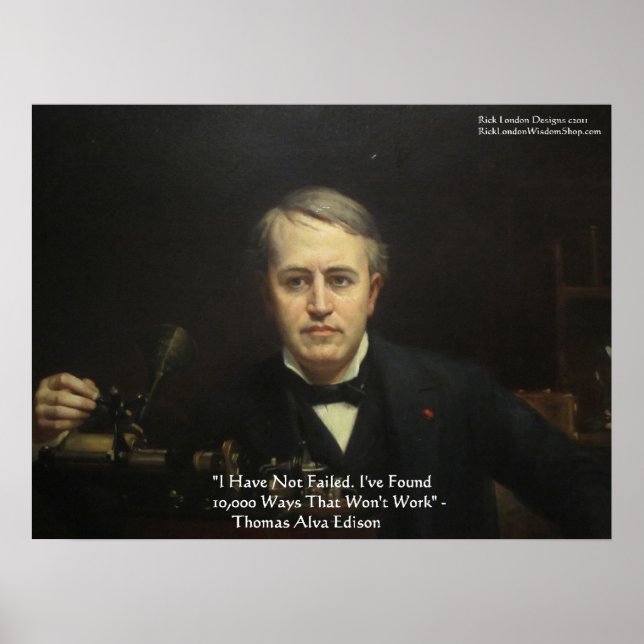 Thomas Edison "10,000 Ways" Wisdom Quote Posters (Front)