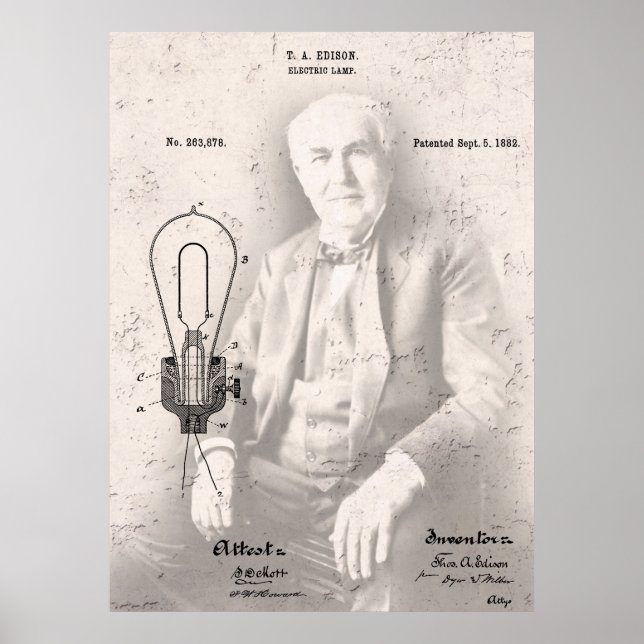 THOMAS EDISON and his FAMOUS LAMP PATENT Poster (Front)