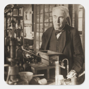 Thomas Edison in His Lab Stereoview Square Sticker